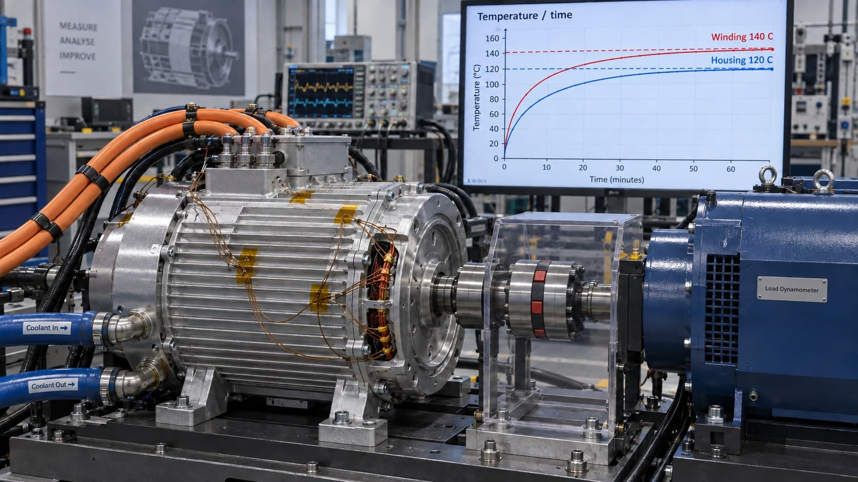 Illustrative instrumented motor coupled to a load dynamometer